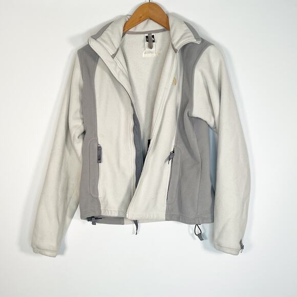The North Face Beige & Grey Full-Zip AB02 Fleece Jacket Coat Women - Picture 1 of 16